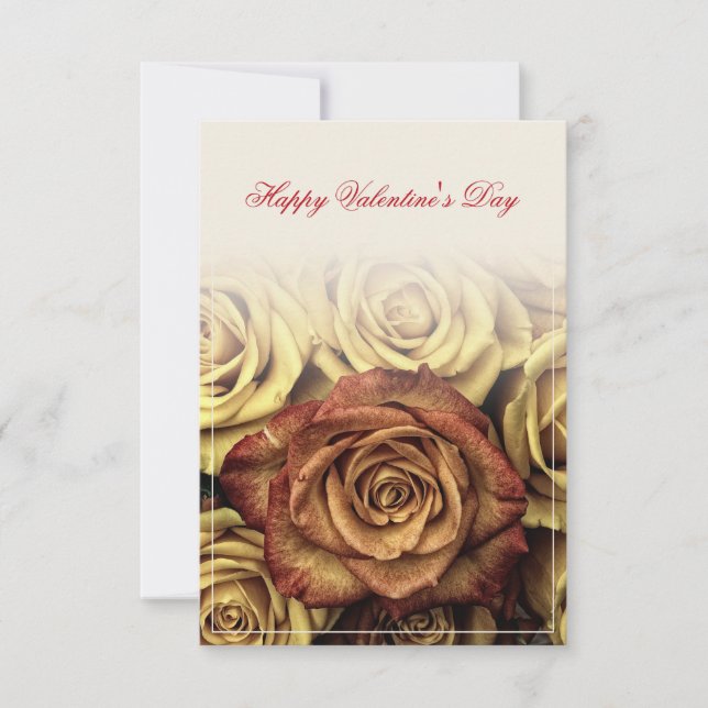 Glücklicher Valentinstag mit gelbem Rosenbuquet (Vorderseite)