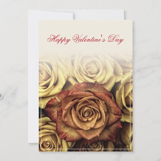 Glücklicher Valentinstag mit gelbem Rosenbuquet (Vorderseite)
