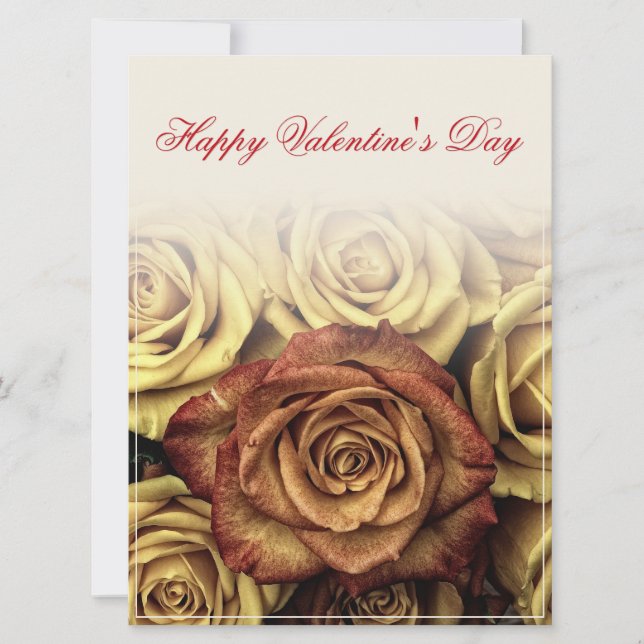 Glücklicher Valentinstag mit gelbem Rosenbuquet (Vorderseite)