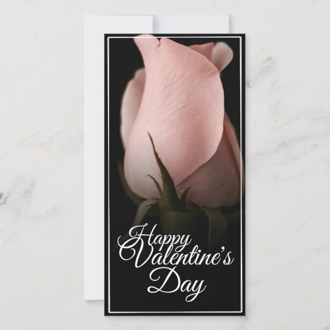 Glücklicher Valentinstag mit rosa Rosa (Vorderseite)