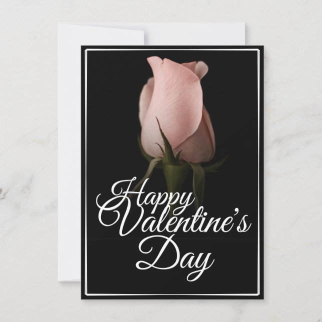 Glücklicher Valentinstag mit rosa Rosa (Vorderseite)