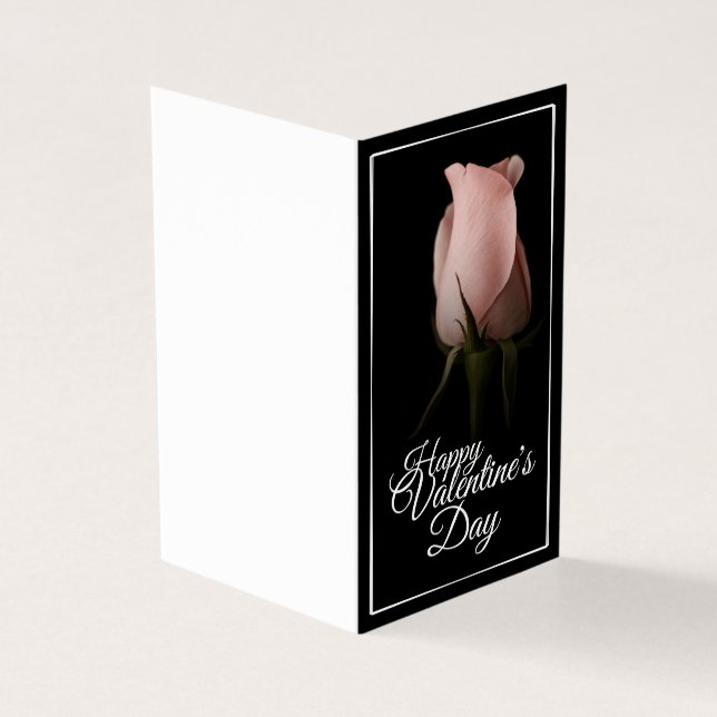 Glücklicher Valentinstag mit rosa Rosa (Vorderseite)