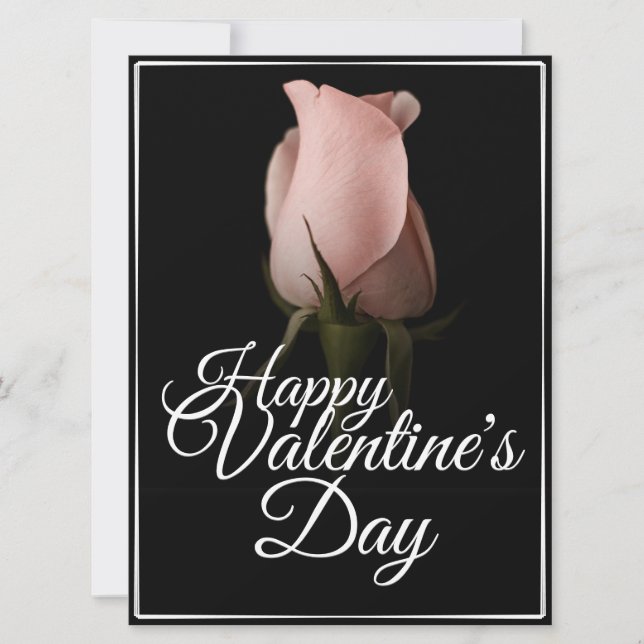 Glücklicher Valentinstag mit rosa Rosa (Vorderseite)