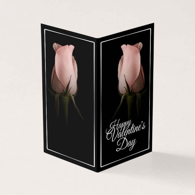 Glücklicher Valentinstag mit rosa Rosa (Vorderseite)