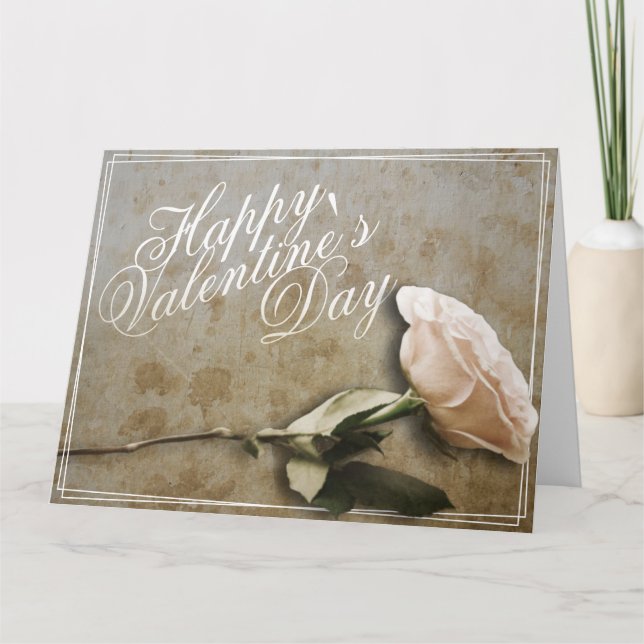 Glücklicher Valentinstag mit Rose Karte (Vorderseite)
