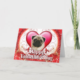 Glücklicher Valentinstag-Mops Feiertagskarte