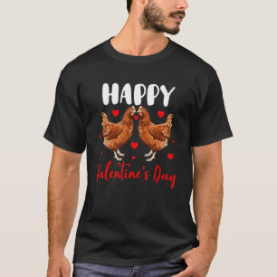 Glücklicher Valentinstag Paar Hühner Landwirt T-Shirt