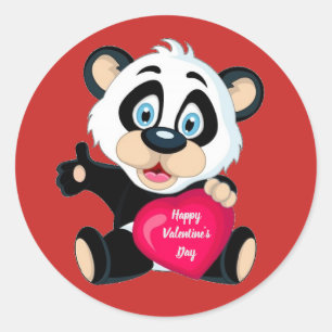 Glücklicher Valentinstag-Panda-Bär Runder Aufkleber