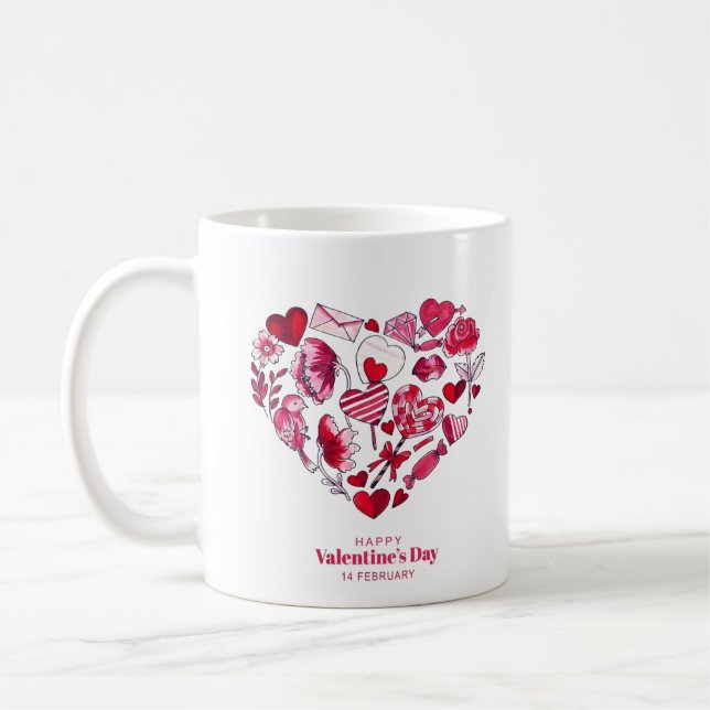 "Glücklicher Valentinstag - Romantische Liebe" Kaffeetasse (Links)