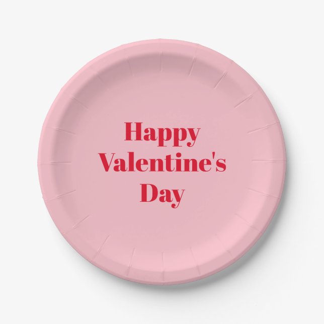 Glücklicher Valentinstag, rosa niedlich Pappteller (Vorderseite)