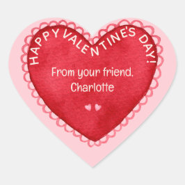 Glücklicher Valentinstag Rosa und Rot Klassenzimme Herz-Aufkleber