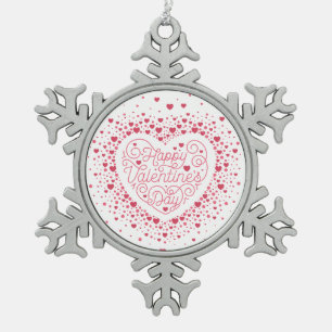 Glücklicher Valentinstag / Schneeflocken Zinn-Ornament