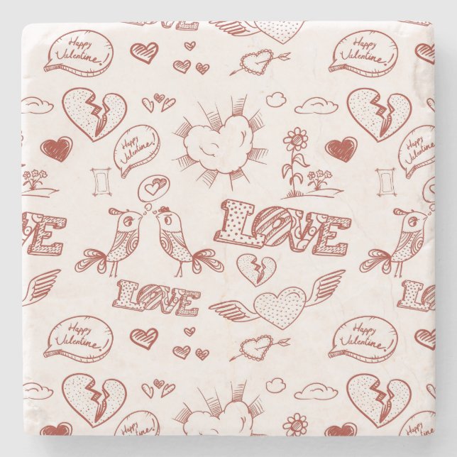 Glücklicher Valentinstag Steinuntersetzer (Vorderseite)