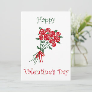 Glücklicher Valentinstag Strauß aus roten Blumen Feiertagskarte