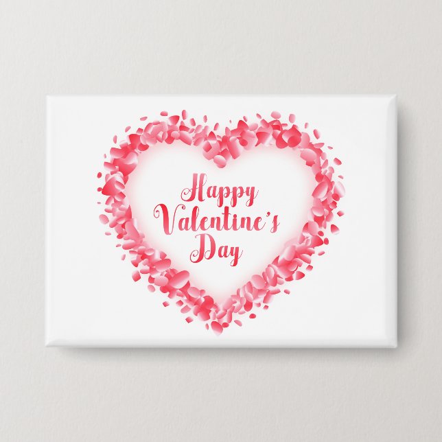 Glücklicher Valentinstag Text mit Rose Rahmen-2324 Button (Vorderseite)