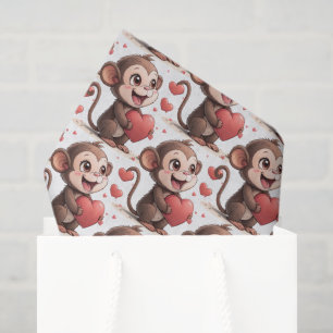 Glücklicher Valentinstag Tissue-Papier-Affen-Herze Seidenpapier