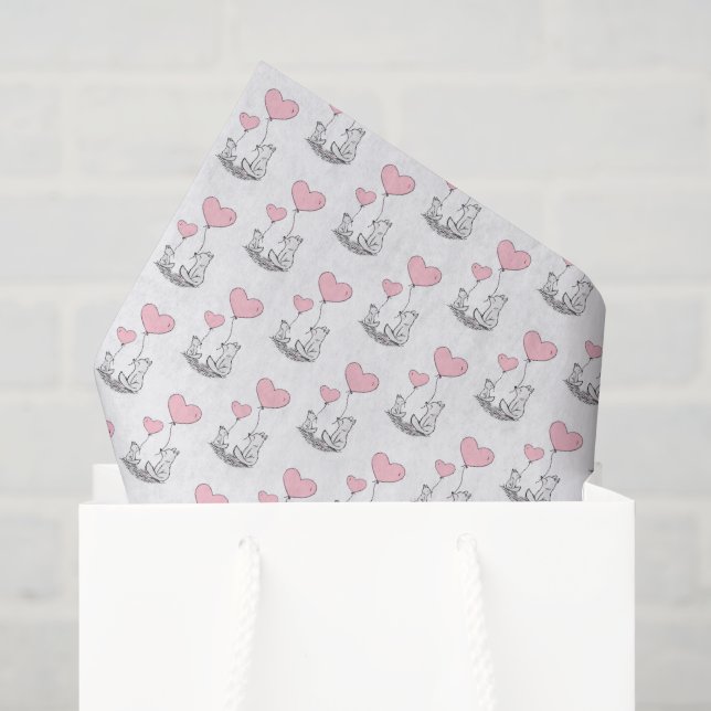 Glücklicher Valentinstag Tissue-Papier Fuchs Rosa  Seidenpapier (Geschenktüte)