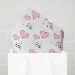 Glücklicher Valentinstag Tissue-Papier-Katze rosa Seidenpapier