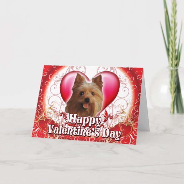 Glücklicher Valentinstag Yorkie Feiertagskarte (Vorderseite)