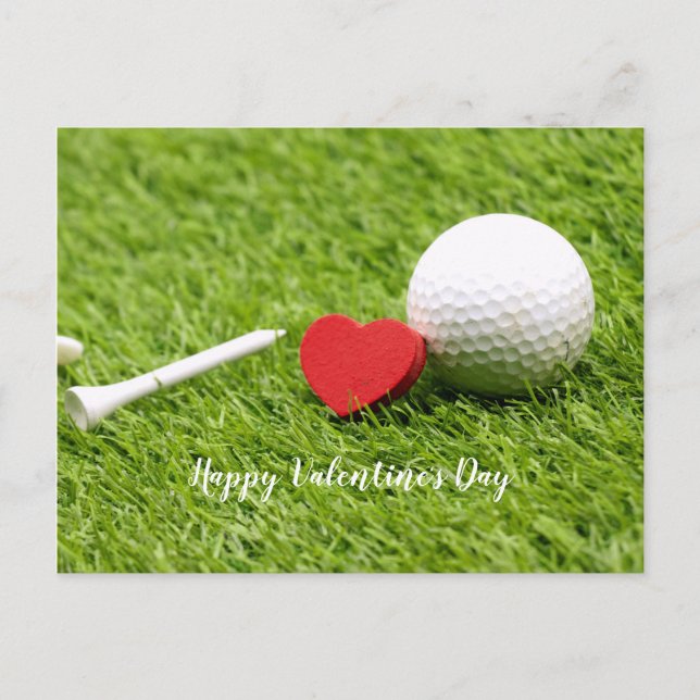 Glücklicher Valentinstag zum Golfer mit Liebe und  Postkarte (Vorderseite)