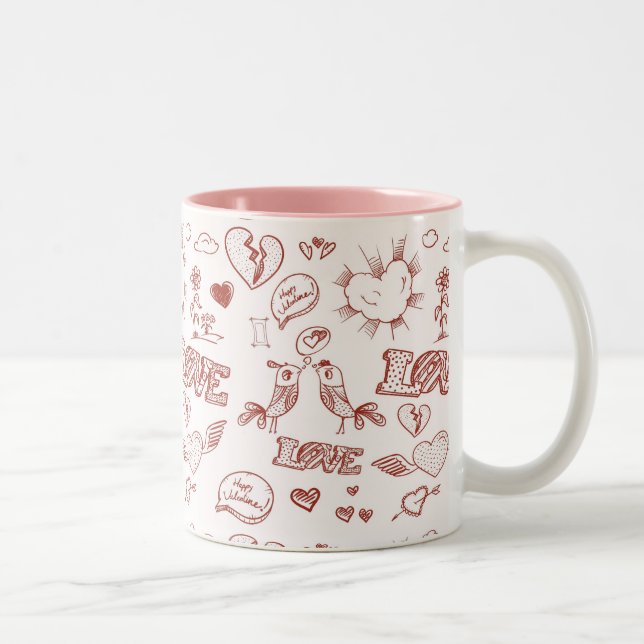 Glücklicher Valentinstag Zweifarbige Tasse (Rechts)