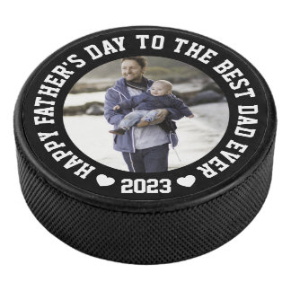 Glücklicher Vater-Day Foto Black Hockey Puck