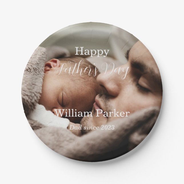 Glücklicher Vater der Tag Foto Vorlage Pappteller (Vorderseite)
