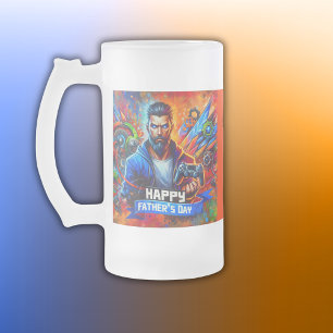 Glücklicher Vater-Tag Daddy Gamer Mattglas Bierglas
