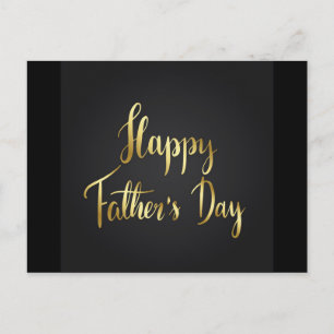 Glücklicher Vater Tag - Gold Text auf schwarzem Hi Postkarte
