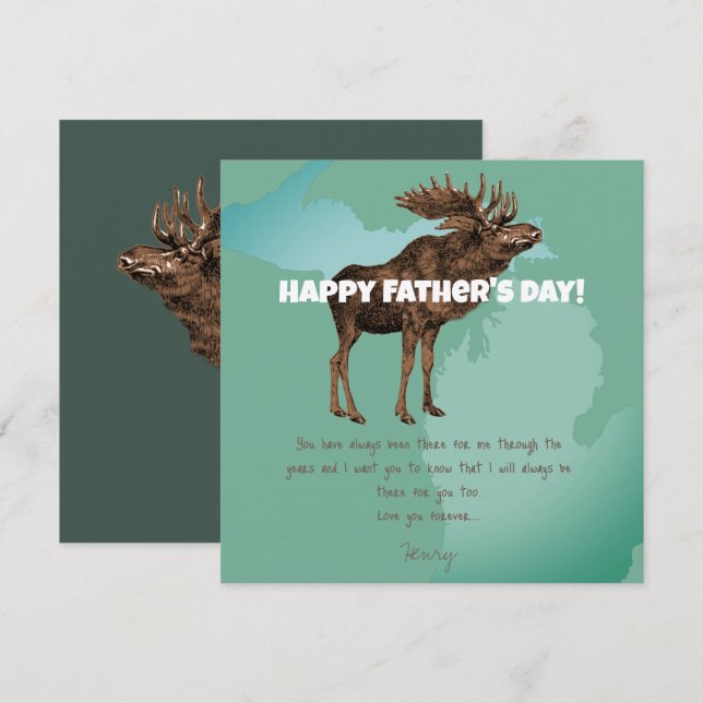Glücklicher Vater Tag Michigan Moose Einladung (Vorne/Hinten)