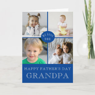 Glücklicher Vater Tag Opa Blue Foto Collage Karte