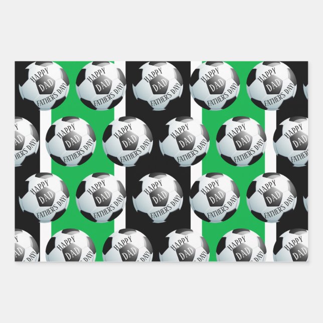 Glücklicher Vatertag Fußball-Fußball Geschenkpapier Set (Vorderseite)