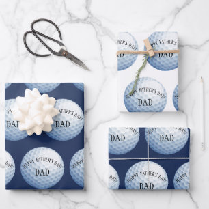 Glücklicher Vatertag Golf Ball Baller Baller Geschenkpapier Set