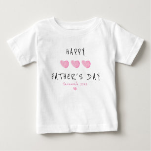 Glücklicher Vatertag rosa Herz nach Maß Baby T-shirt