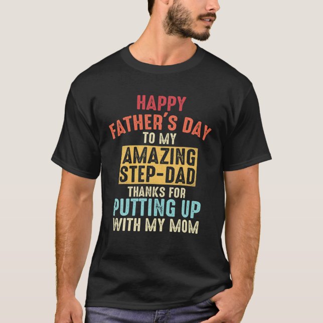 Glücklicher Vatertag Schritt Vater, für Vater T-Shirt (Vorderseite)
