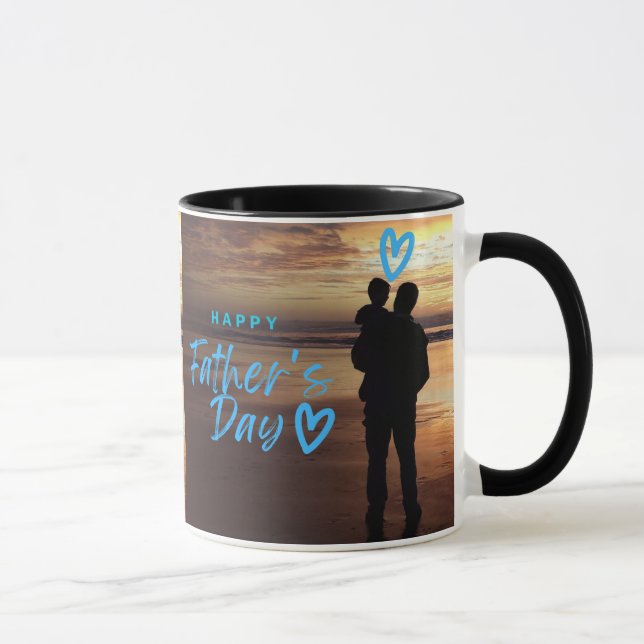 Glücklicher Vatertag Strand Silhouette Tasse  (Rechts)