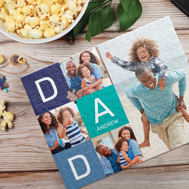 Glücklicher Vatertag Vater, Familienfoto Collage Puzzle (Happy Father's Day Dad, Family Photo Collage Jigsaw Puzzle)