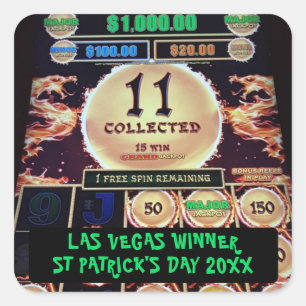 Glücklicher Vegas-Gewinner soll an St. Patrick's D Quadratischer Aufkleber