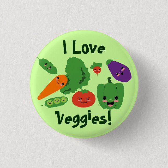 Glücklicher Veggies-Knopf Button (Vorderseite)