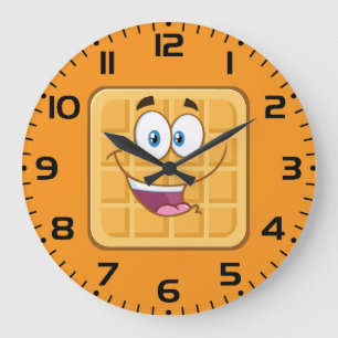 Glücklicher Waffel Kawaii Lächelnder Frühstücksimb Große Wanduhr