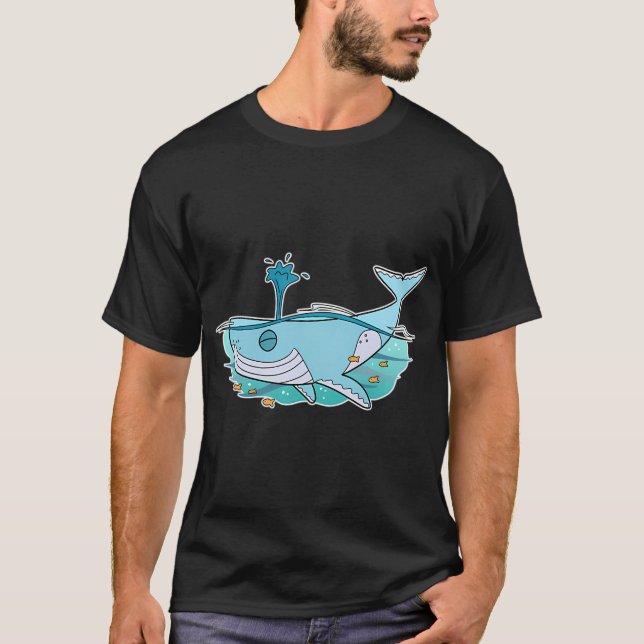 Glücklicher Wal Schwimmt T-Shirt (Vorderseite)