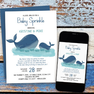 Glücklicher Wal Wasserfarbe Junge Baby Sprinkle Einladung