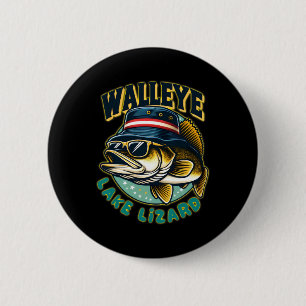 Glücklicher Walleye-See-Echsen-Angeln Button