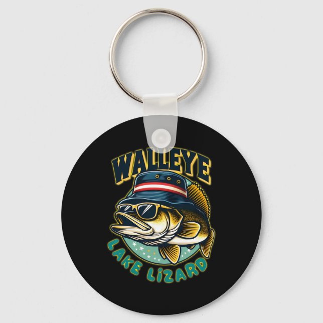 Glücklicher Walleye-See-Echsen-Angler  Schlüsselanhänger (Vorderseite)