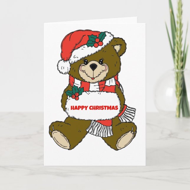 Glücklicher Weihnachtsbär Feiertagskarte (Vorderseite)