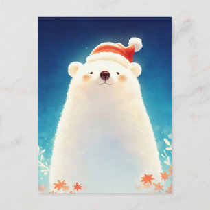 Glücklicher Weihnachtsbär mit Santa-Mütze Postkarte
