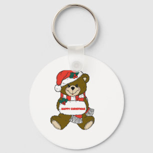 Glücklicher Weihnachtsbär Schlüsselanhänger