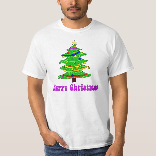 Glücklicher Weihnachtsbaum des Hippies T-Shirt (Vorderseite)