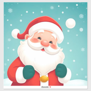 Glücklicher Weihnachtsmann in einer schneebedeckte Aufkleber