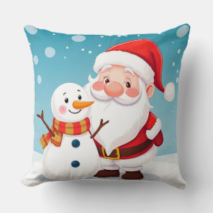 Glücklicher Weihnachtsmann in einer schneebedeckte Kissen